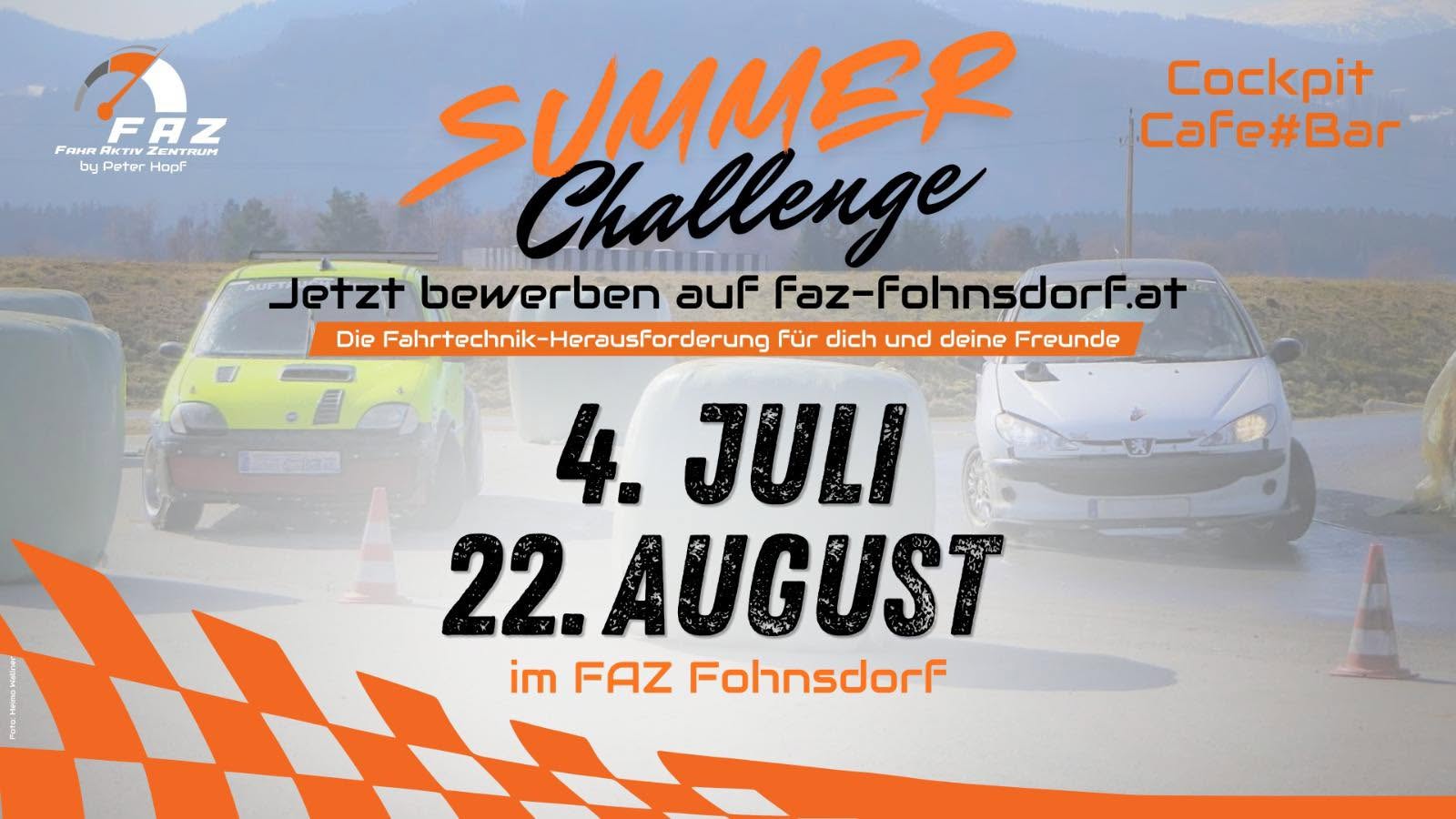 Summer Challenge 2026 im FAZ Fohnsdorf am 4. Juli und 22. August